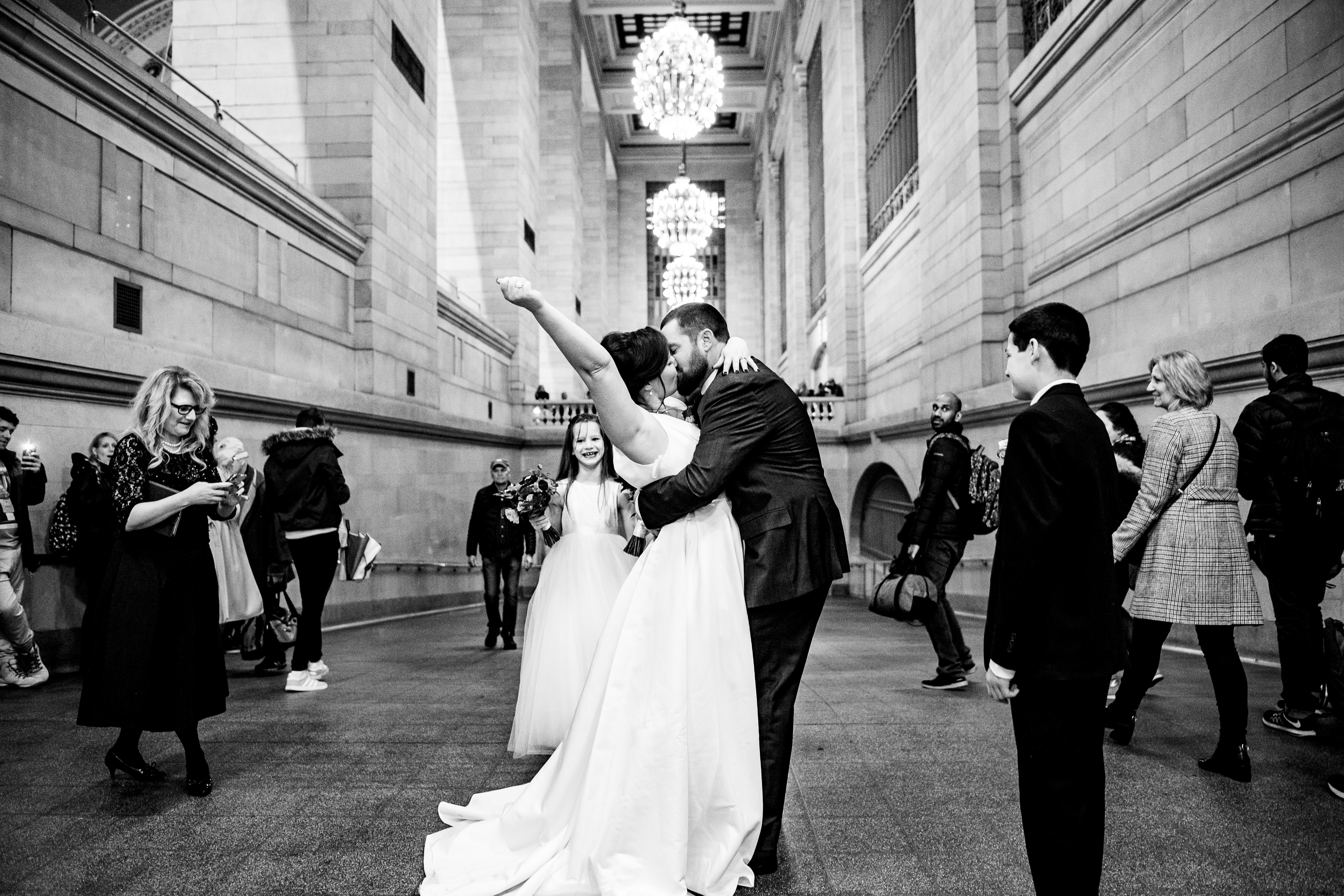 Couple kiss at Grand Central
