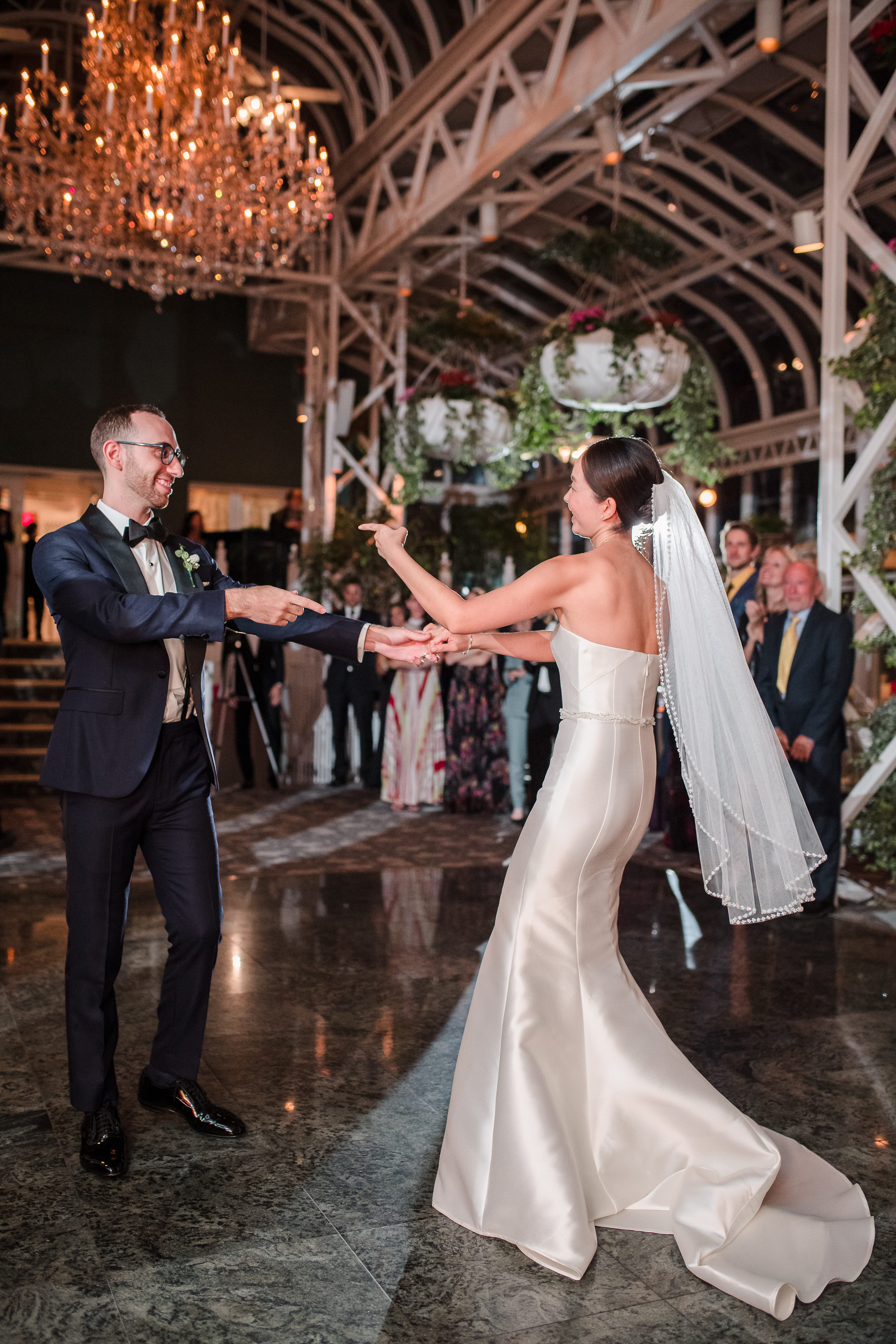 First dance under chandelier